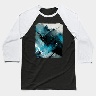 Abstract painting in cyan, blue gray and black Baseball T-Shirt